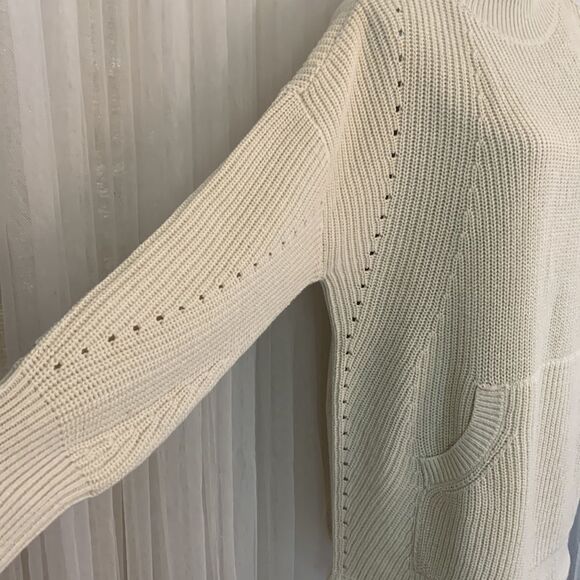 RDI oversized mock turtle neck kangaroo pocket straw string hemline tunic sweatr - Picture 2 of 8